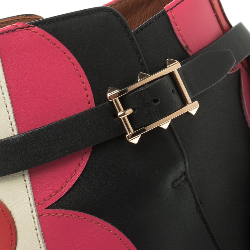 Brown Valentino Multicolor Leather Polka Dot Ankle Boots Size 37