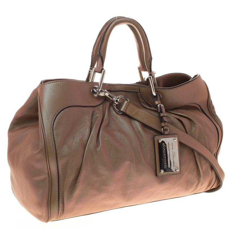 Brown Dolce and Gabbana Copper Holographic Leather Miss Brooke Bag