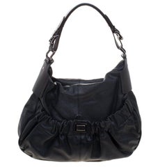 Burberry Metallic Black Leather Warrior Hobo