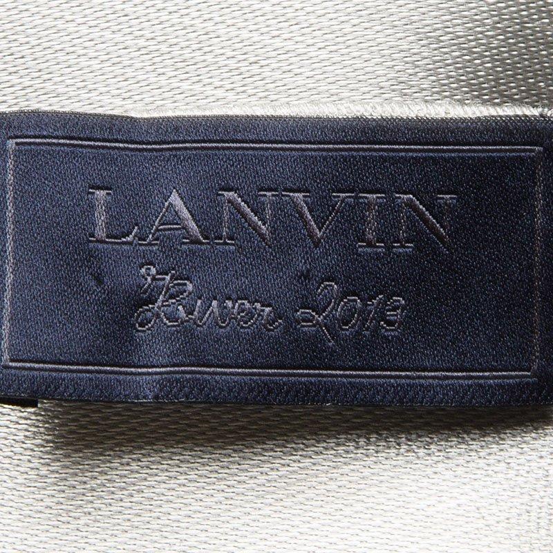 Women's Lanvin Silver Satin Bow Detail One Shoulder Maxi Dress L