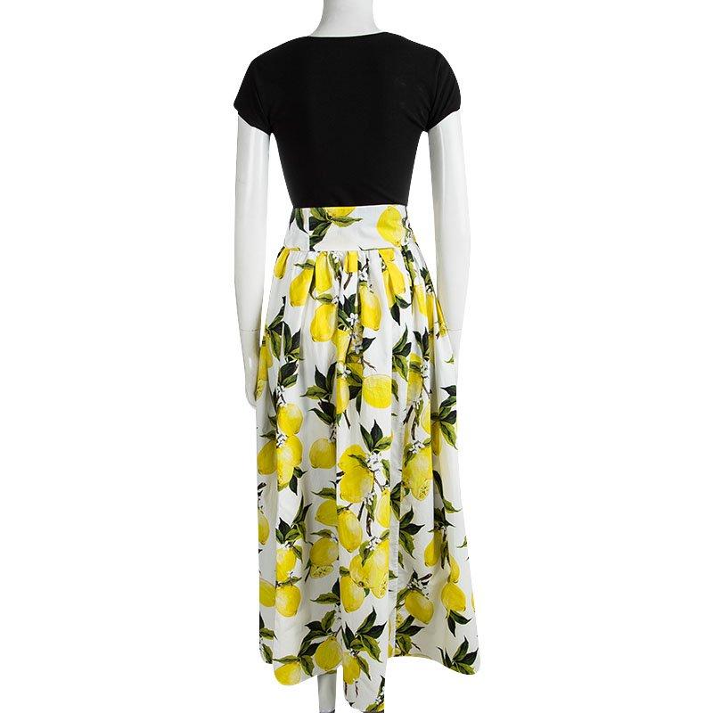 lemon print maxi skirt
