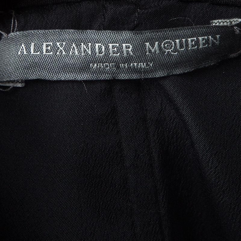 Alexander Mcqueen Black Tiered Sleeveless Peplum Gown M 2