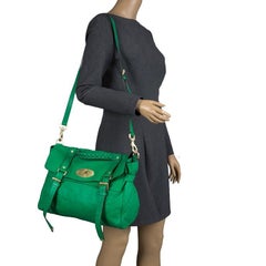 Mulberry Green Leather Oversized Alexa Satchel