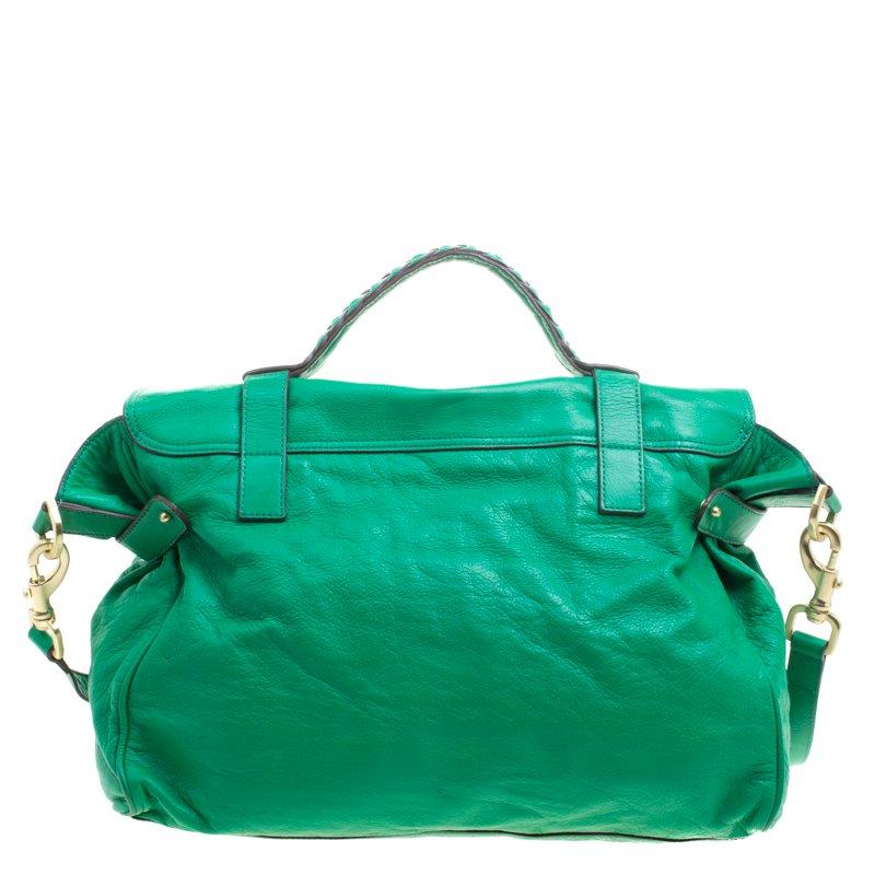 Women's Mulberry Green Leather Oversized Alexa Satchel