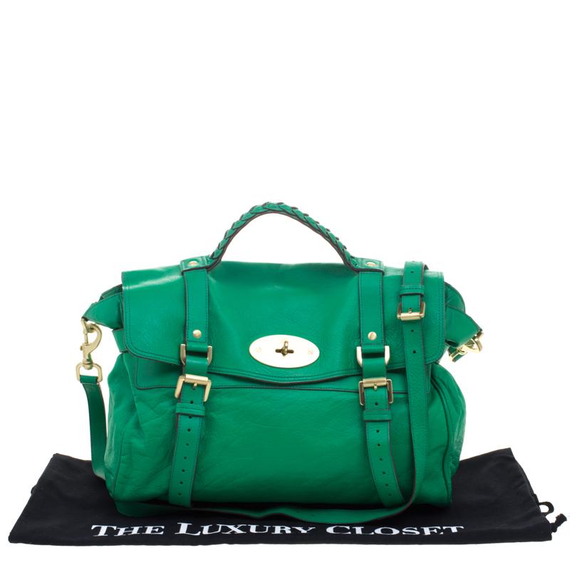 Mulberry Green Leather Oversized Alexa Satchel 3