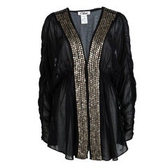 Chloe Black Cotton Voile Embellished Tunic M