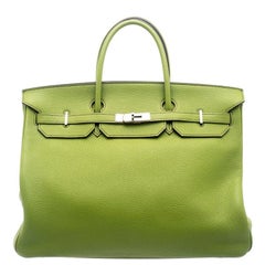 Hermes Pistacio Green Togo Leather Palladium Hardware Birkin 40 Bag
