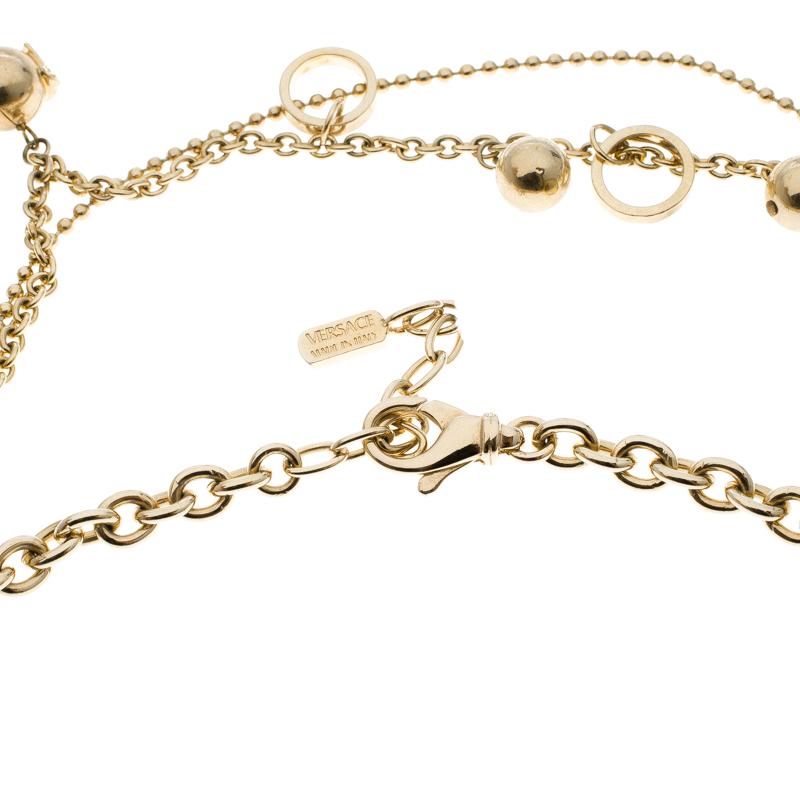 Contemporary Versace Multicolor Crystal Gold Tone Necklace