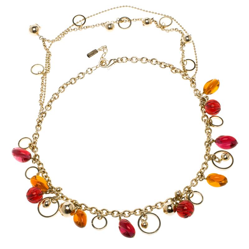 Versace Multicolor Crystal Gold Tone Necklace
