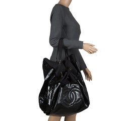 Chanel Black Vinyl Large Stretch Spirit Cabas Hobo