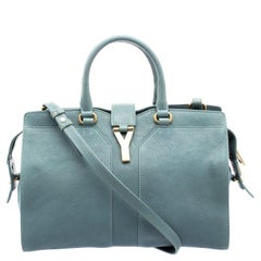 Saint Laurent Paris Light Blue Leather Small Cabas Chyc Satchel