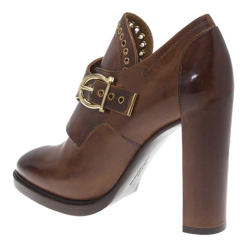 Salvatore Ferragamo Brown Leather Nevers Boots Size 39.5 7