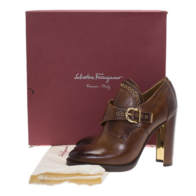 Women's Salvatore Ferragamo Brown Leather Nevers Boots Size 39.5