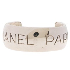 Chanel Paris Silver Tone Cuff Bracelet