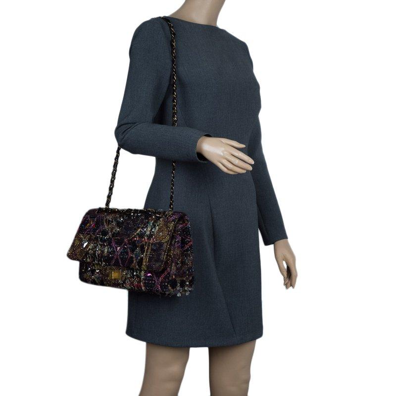 Black Chanel Multicolor Lesage Tweed Jewel Encrusted 2.55 Reissue Classic 227 Flap Bag