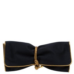 Gucci Black/Gold Satin Malika Evening Clutch