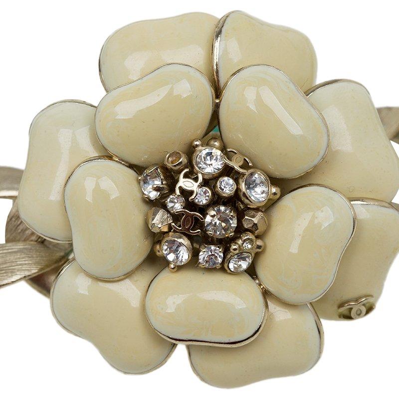 Chanel White Enamel Camellia Chain Headband 1
