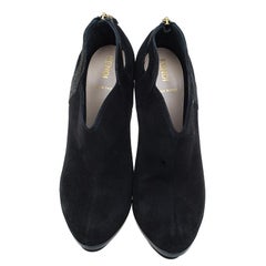 Fendi Black Suede Cutout Platform Ankle Booties Size 39
