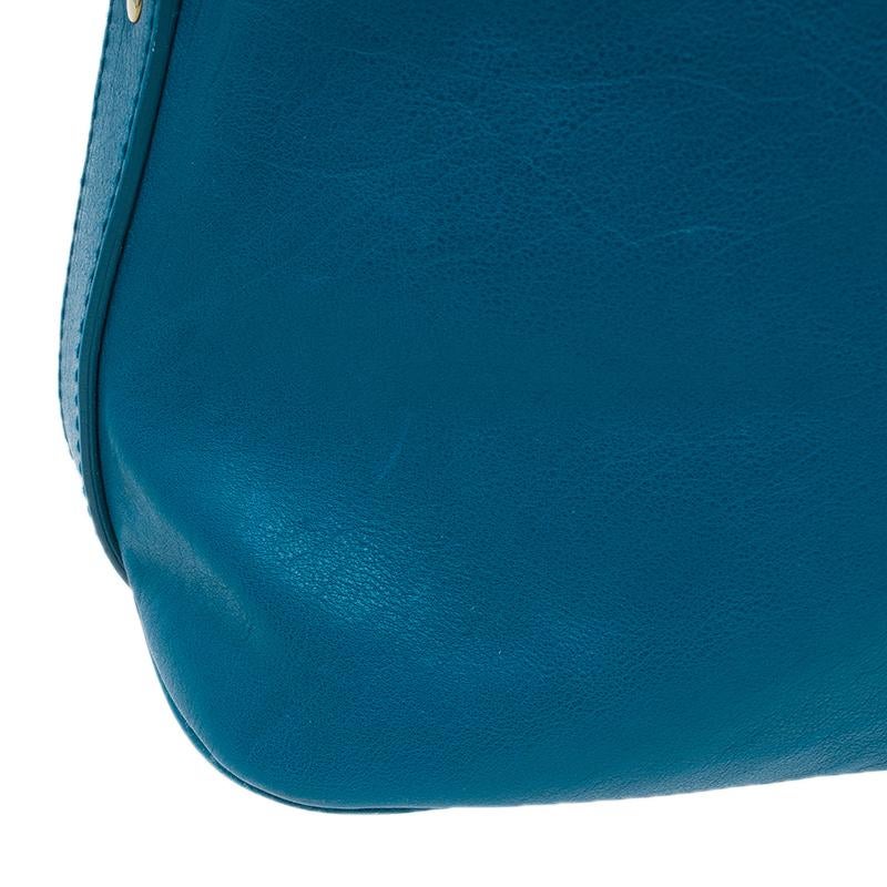 Saint Laurent Paris Turquoise Blue Leather Oversize Muse Tote 8