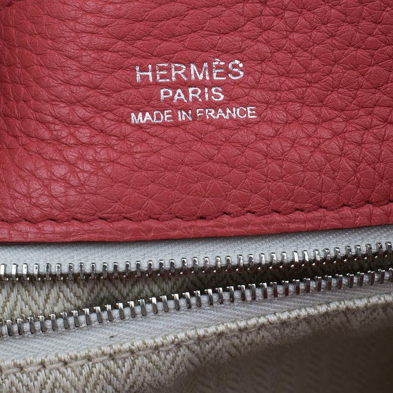 Hermes Rose Lipstick Clemence Leather Marwari PM Bag 7