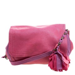 Lanvin Pink Leather and Fabric Shoulder Bag