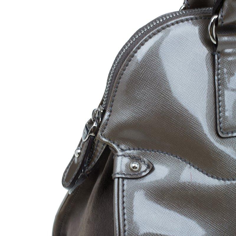 Women's Salvatore Ferragamo Silver Patent Leather Satchel Bag