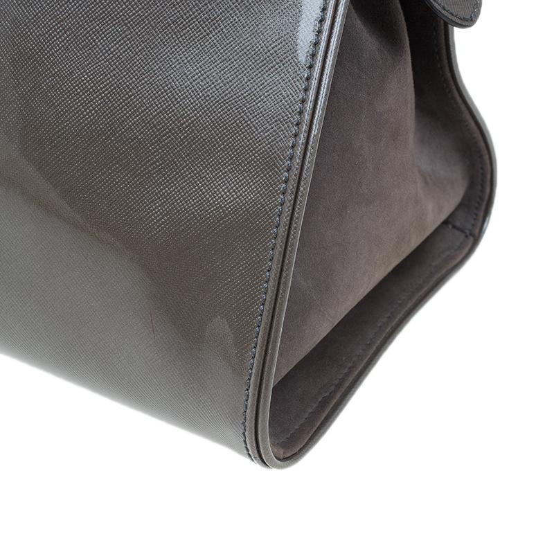 Salvatore Ferragamo Silver Patent Leather Satchel Bag 9