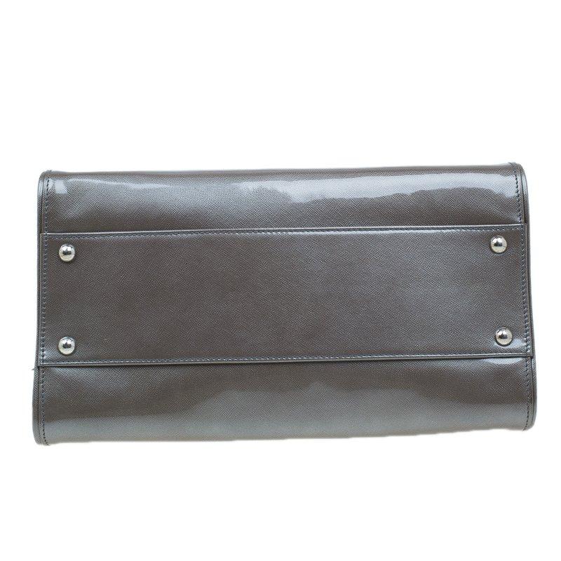 Salvatore Ferragamo Silver Patent Leather Satchel Bag 12