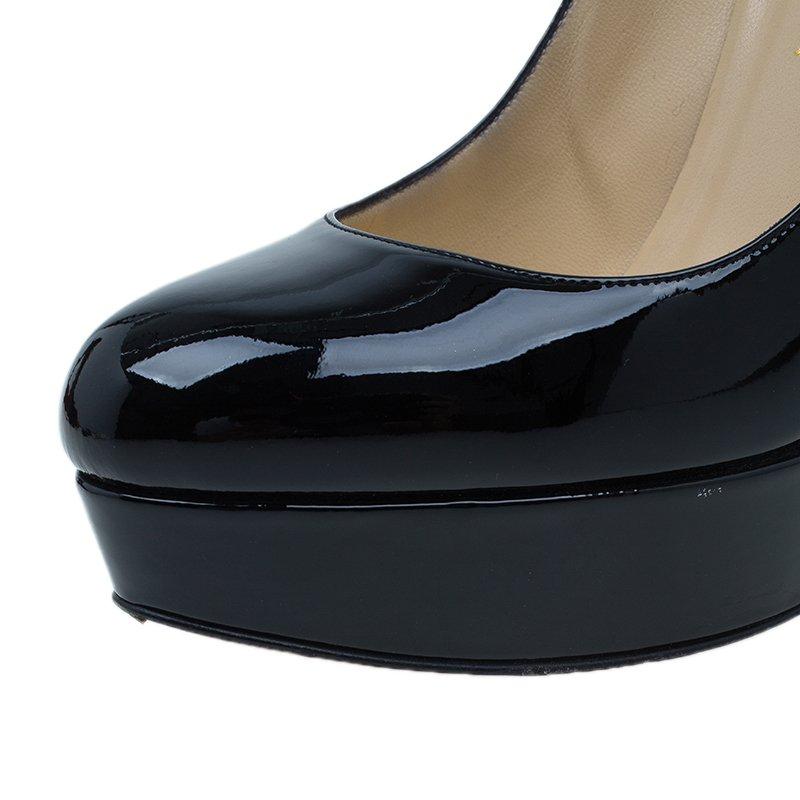 Christian Louboutin Black Patent Bianca Platform Pumps Size 38.5 4