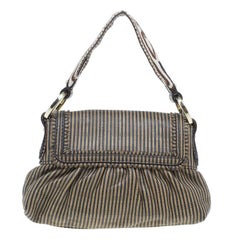 Fendi Brown Leather Mini Striped Chef Satchel