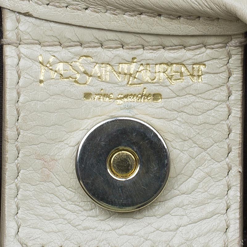 Saint Laurent Paris Cream Leather Limited Edition Mombasa Horn Hobo Bag In Good Condition In Dubai, Al Qouz 2