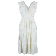 Chloe Offwhite Embroidered Sleeveless Dress S