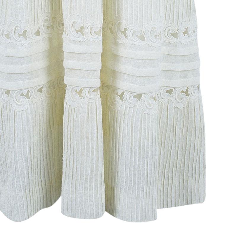Chloe Offwhite Embroidered Sleeveless Dress S 2