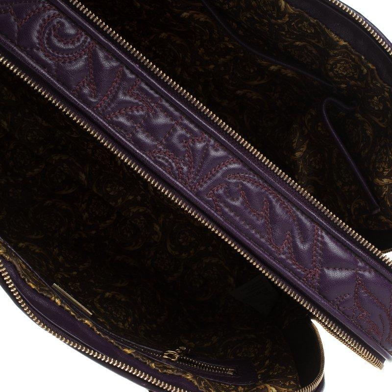 Women's Versace Purple Leather Demetra Vanitas Top Handle Bag