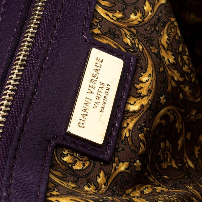 Versace Purple Leather Demetra Vanitas Top Handle Bag 2