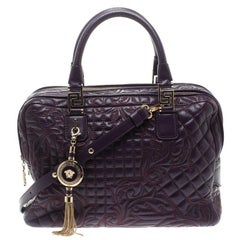 Versace Purple Leather Demetra Vanitas Top Handle Bag