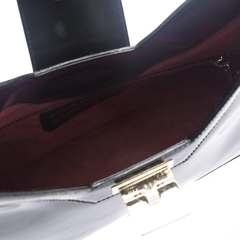 Salvatore Ferragamo Black Patent Leather Shoulder Bag 5