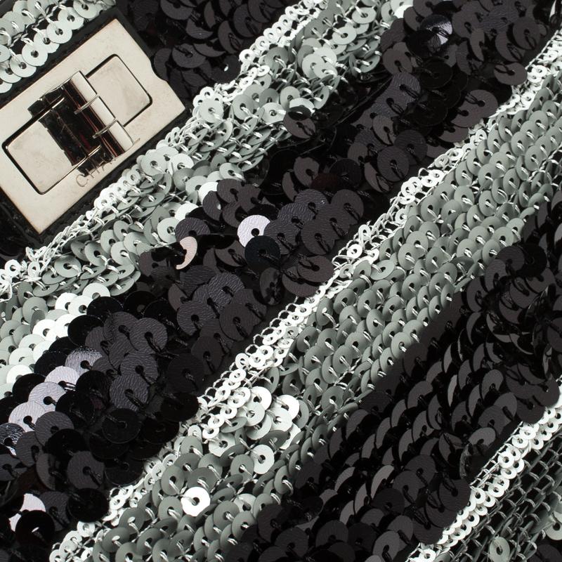 Chanel Black/Silver Stripe Sequins Reissue Shoulder Bag 1