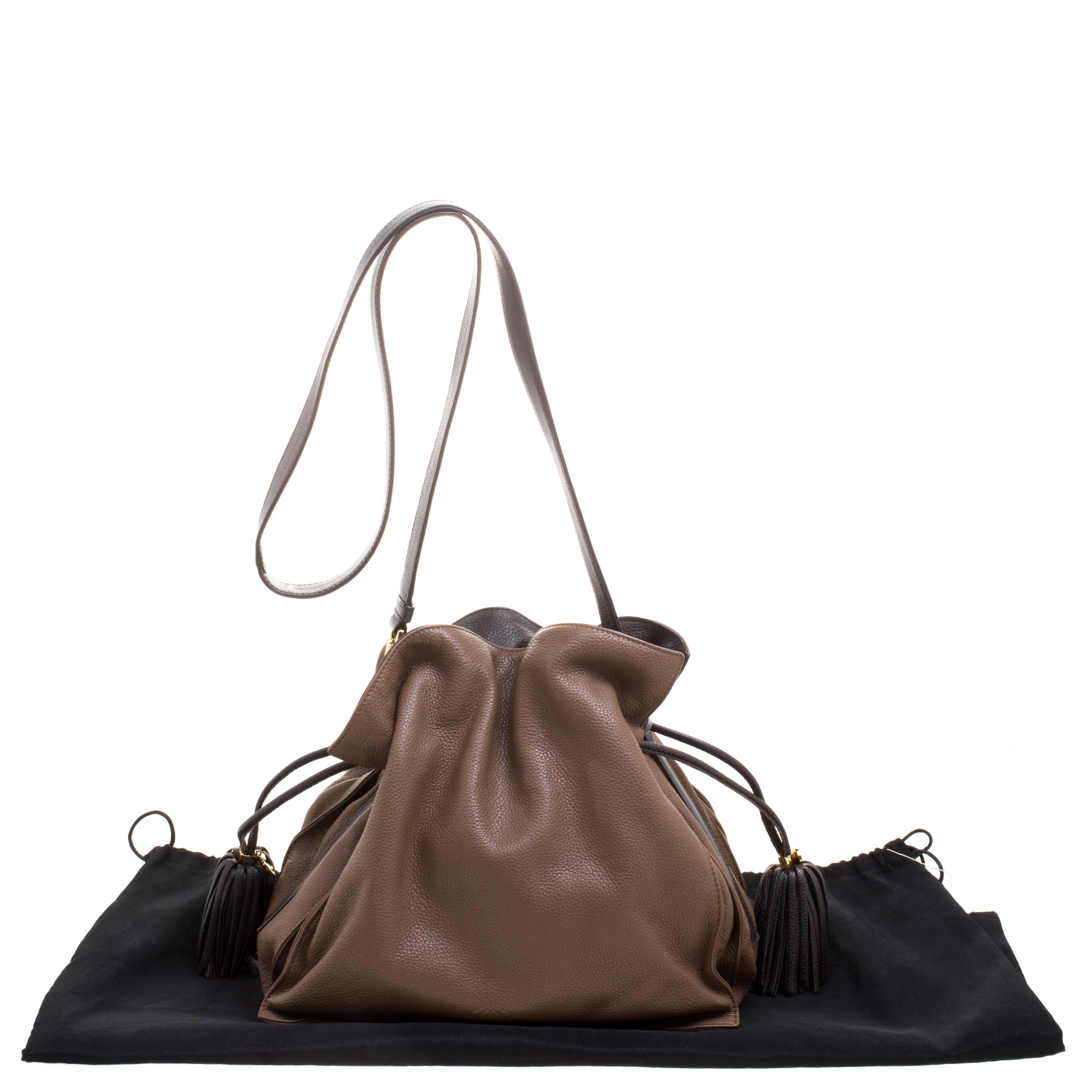 Loewe Brown Leather Flamenco Shoulder Bag 3