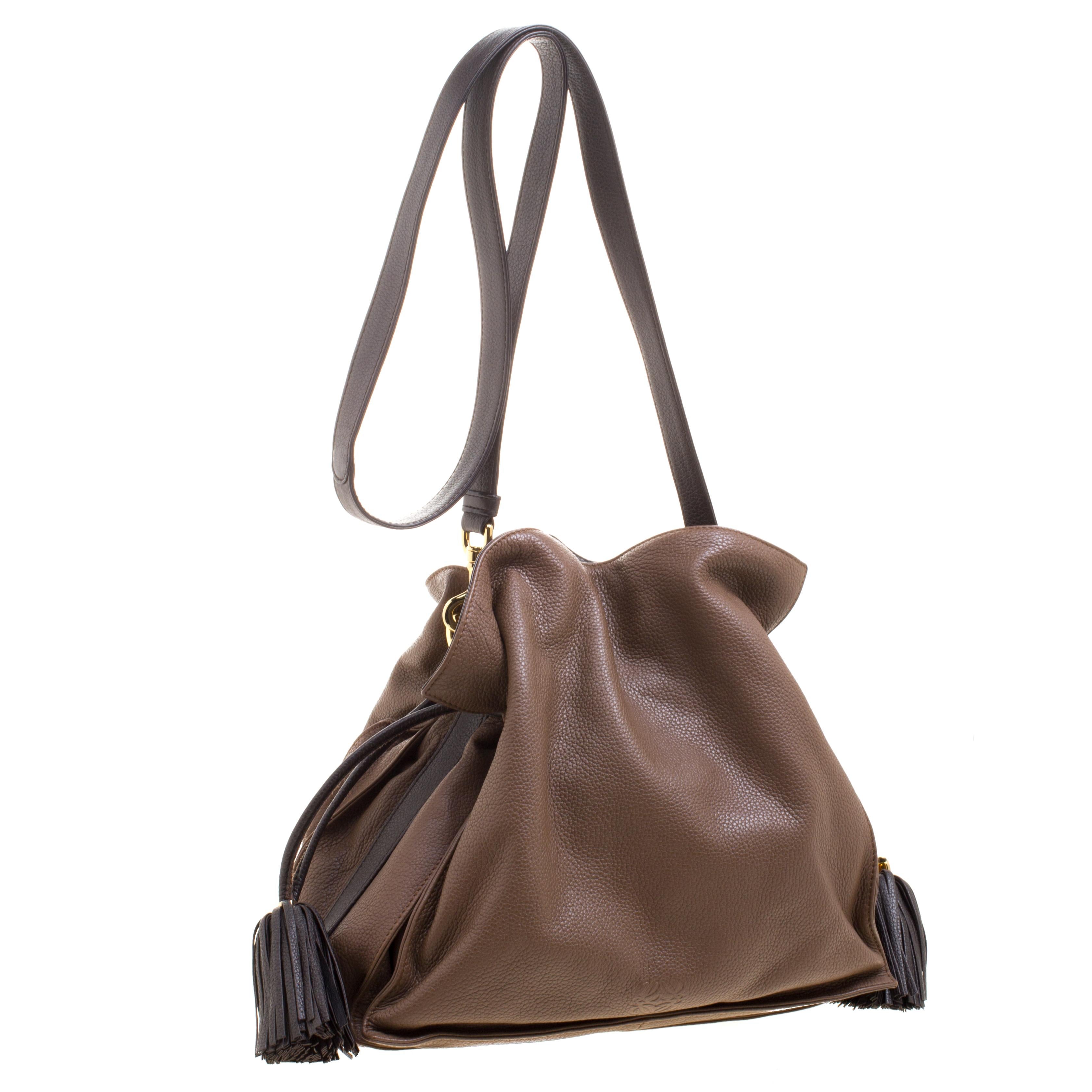 Loewe Brown Leather Flamenco Shoulder Bag 7