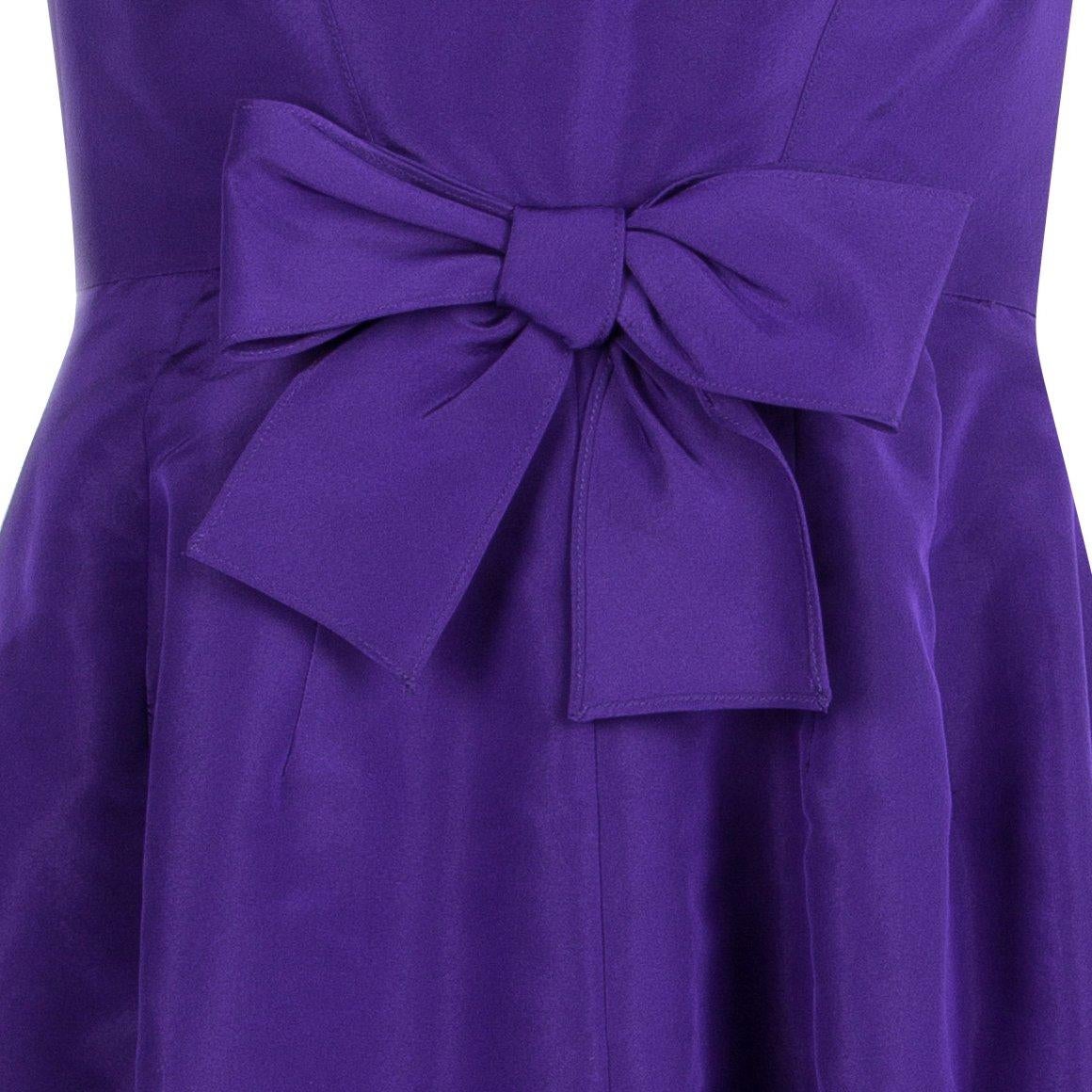 Women's Oscar De La Renta Purple Bow Detail Sleeveless Dress M