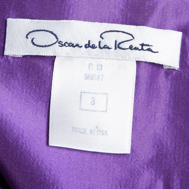 Oscar De La Renta Purple Bow Detail Sleeveless Dress M 1