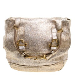 Saint Laurent Paris Metallic Gold Leather Besace Shoulder Bag