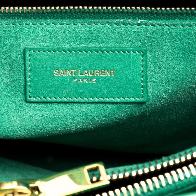 Saint Laurent Paris Green Leather Small Classic Sac De Jour Tote 2