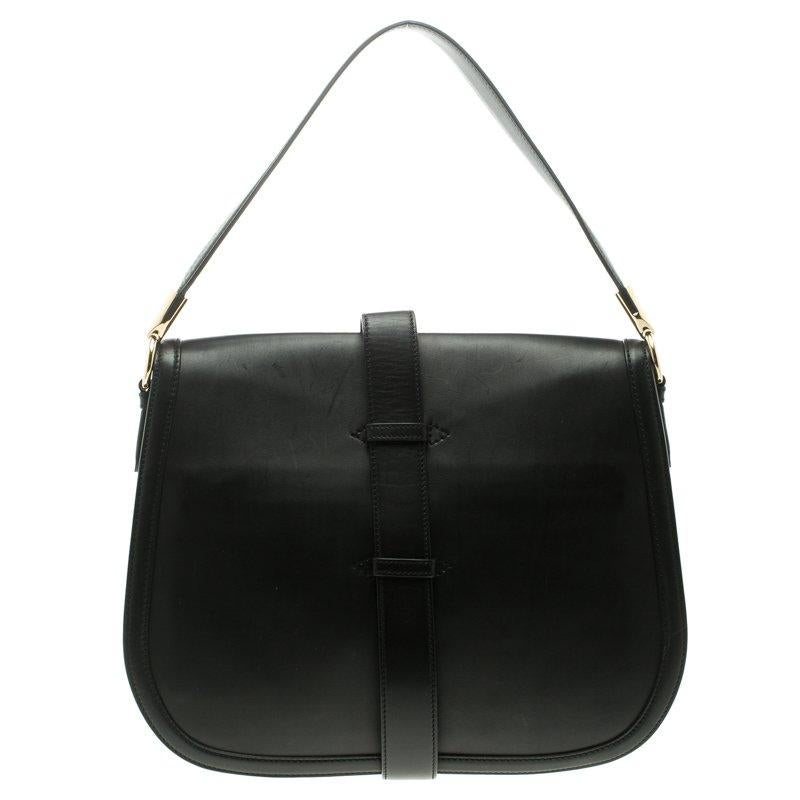 Salvatore Ferragamo Black Leather Elly Shoulder Bag 1