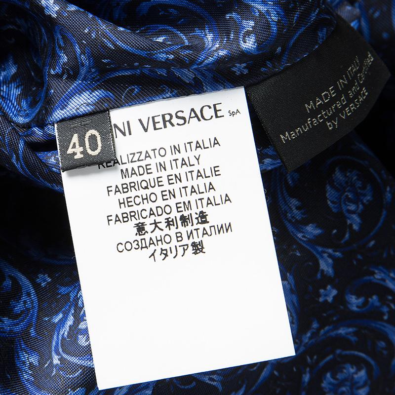Versace Navy Blue Logo Detail Sleeveless Leather Dress S 2