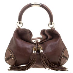 Gucci Brown Leather Medium Babouska Indy Top Handle Bag