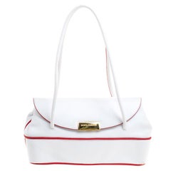 Dolce and Gabbana White Leather Vintage Shoulder Bag