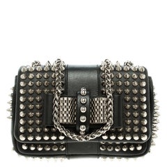 Christian Louboutin Black Leather Mini Spiked Sweet Charity Shoulder Bag