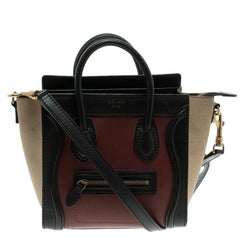 Celine Tri Color Leather and Suede Nano Luggage Tote